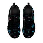 Palm Tree Summer Beach Pattern Print Black Running Shoes