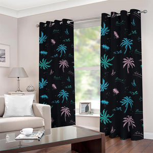 Palm Tree Summer Beach Pattern Print Blackout Grommet Curtains