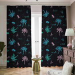 Palm Tree Summer Beach Pattern Print Blackout Pencil Pleat Curtains