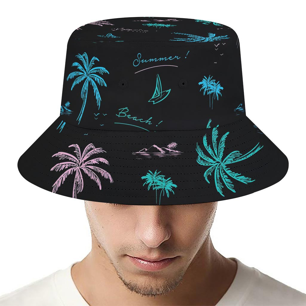 Palm Tree Summer Beach Pattern Print Bucket Hat
