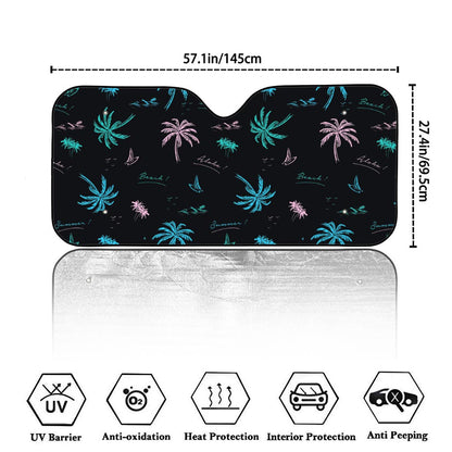 Palm Tree Summer Beach Pattern Print Car Windshield Sun Shade