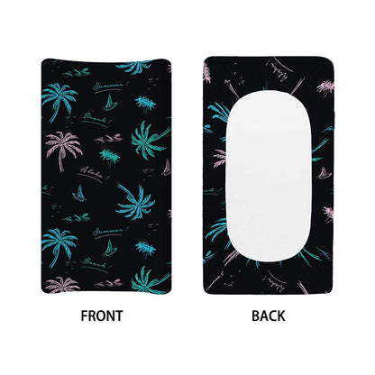 Palm Tree Summer Beach Pattern Print Changing Pad Cover
