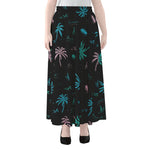 Palm Tree Summer Beach Pattern Print Chiffon Maxi Skirt