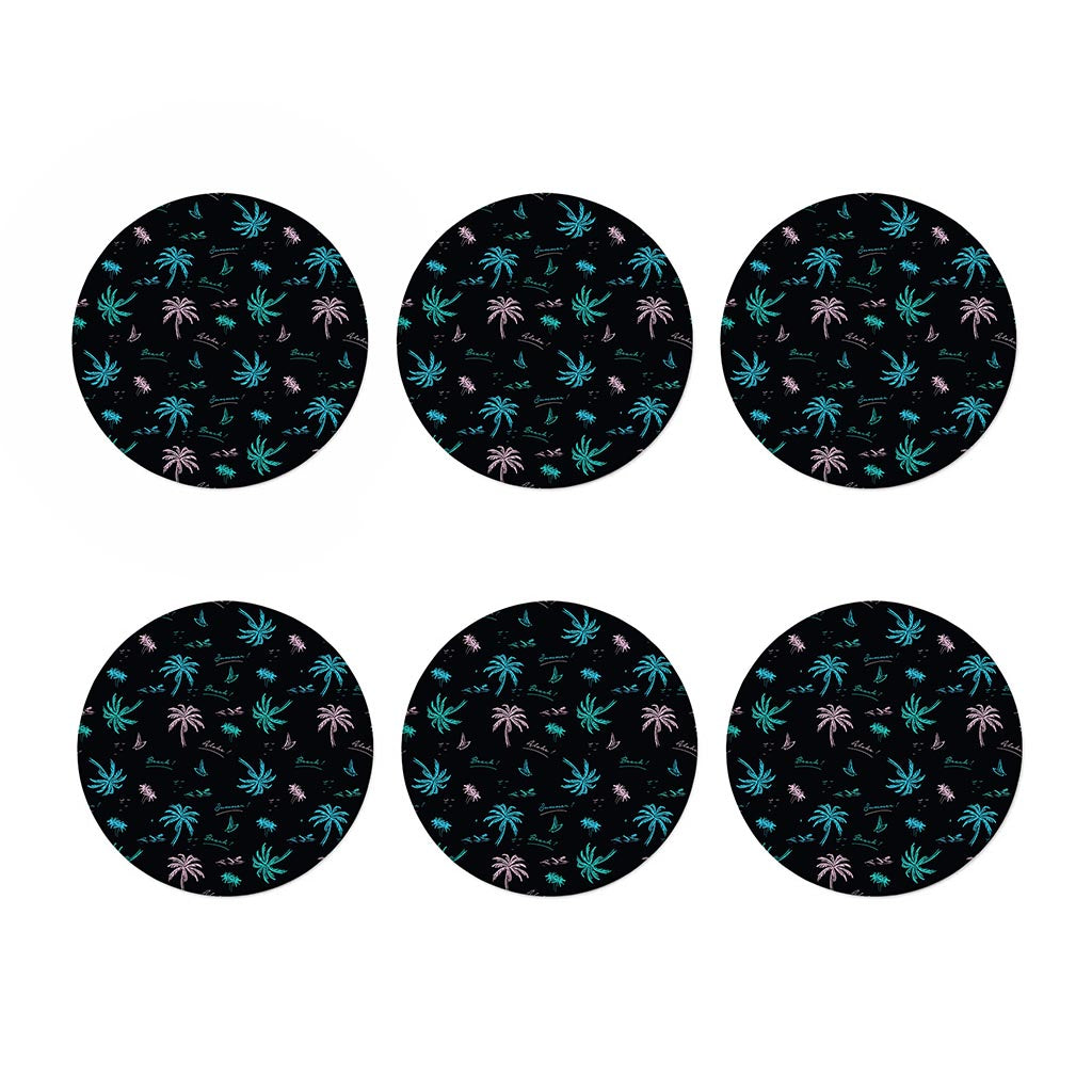 Palm Tree Summer Beach Pattern Print Coaster Set