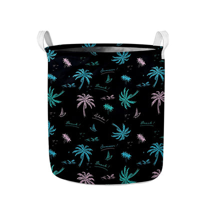 Palm Tree Summer Beach Pattern Print Collapsible Laundry Basket
