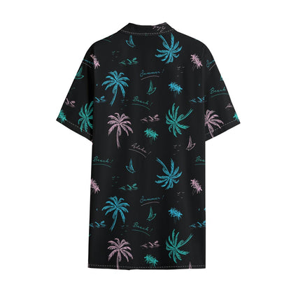 Palm Tree Summer Beach Pattern Print Cotton Hawaiian Shirt