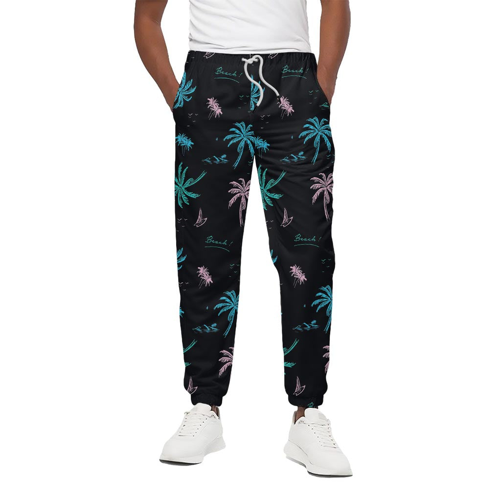 Palm Tree Summer Beach Pattern Print Cotton Pants