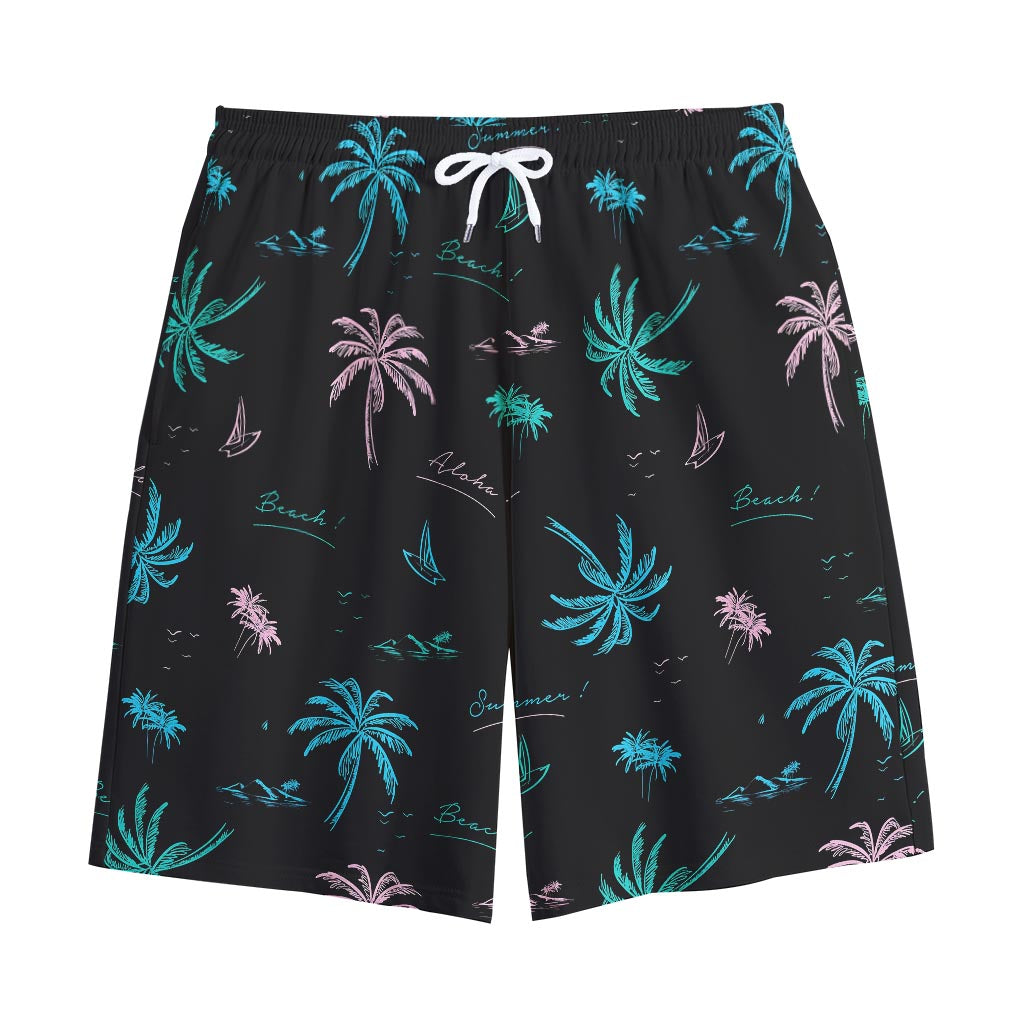Palm Tree Summer Beach Pattern Print Cotton Shorts