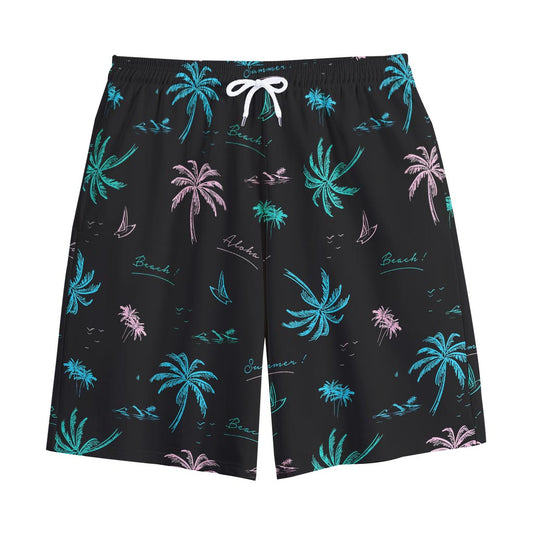 Palm Tree Summer Beach Pattern Print Cotton Shorts