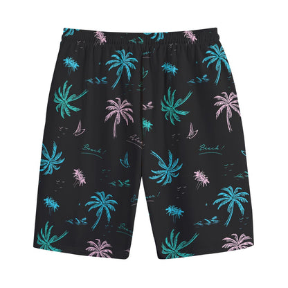 Palm Tree Summer Beach Pattern Print Cotton Shorts