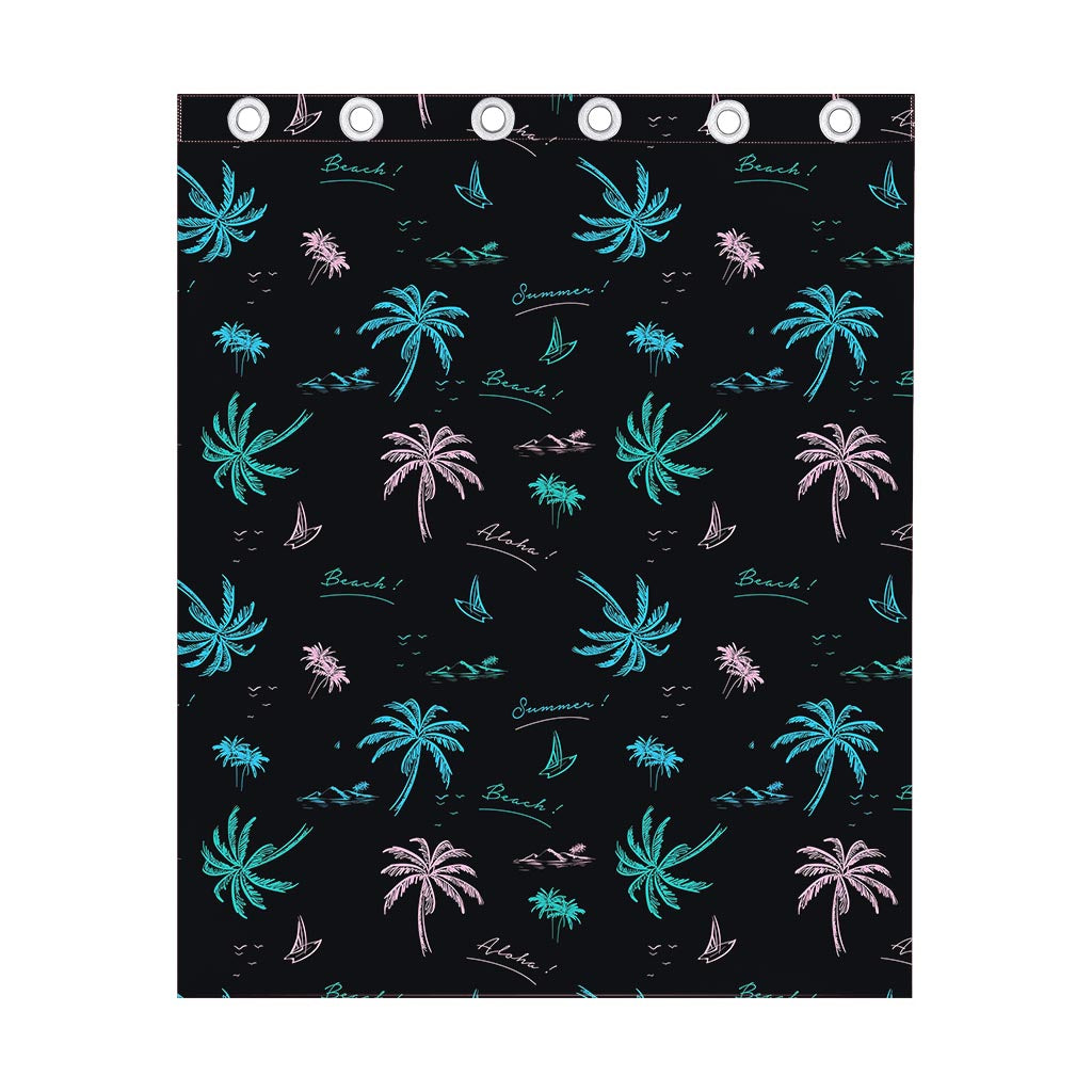 Palm Tree Summer Beach Pattern Print Curtain