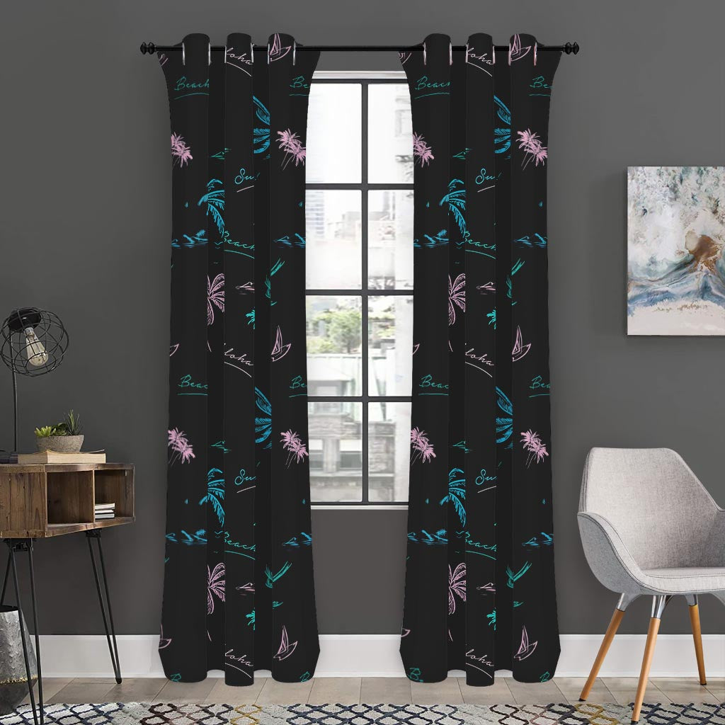 Palm Tree Summer Beach Pattern Print Curtain