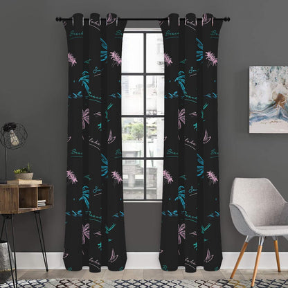 Palm Tree Summer Beach Pattern Print Curtain