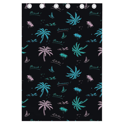 Palm Tree Summer Beach Pattern Print Curtain