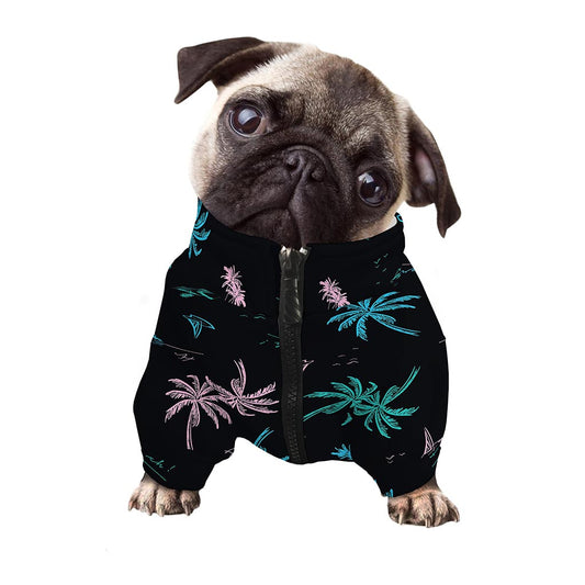 Palm Tree Summer Beach Pattern Print Dog Zip Up Jacket