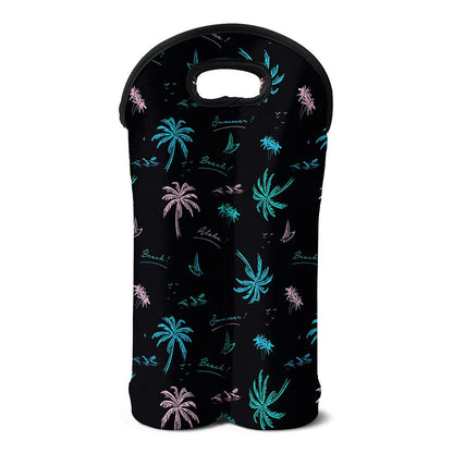 Palm Tree Summer Beach Pattern Print Double Neoprene Wine Tote
