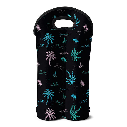 Palm Tree Summer Beach Pattern Print Double Neoprene Wine Tote