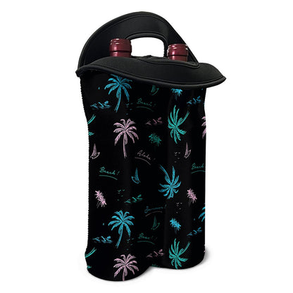 Palm Tree Summer Beach Pattern Print Double Neoprene Wine Tote