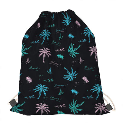 Palm Tree Summer Beach Pattern Print Drawstring Bag