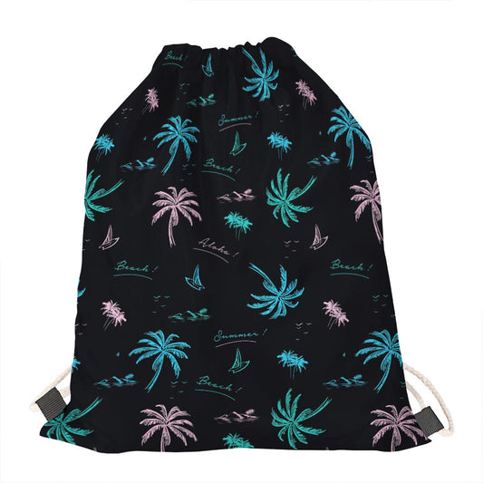 Palm Tree Summer Beach Pattern Print Drawstring Bag