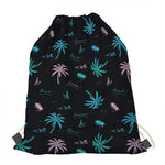 Palm Tree Summer Beach Pattern Print Drawstring Bag