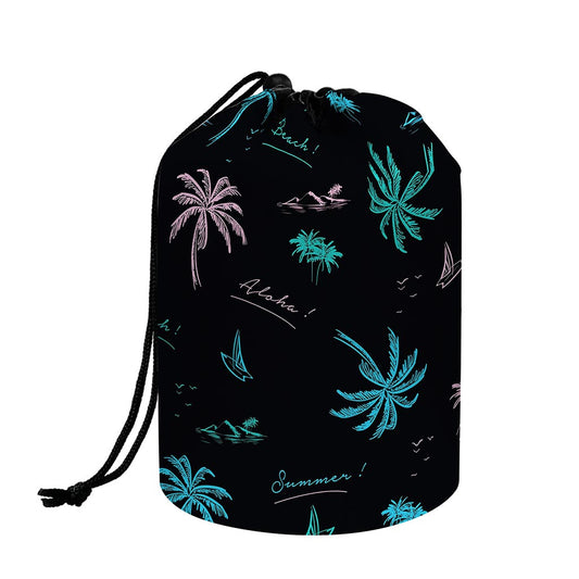 Palm Tree Summer Beach Pattern Print Drawstring Makeup Bag