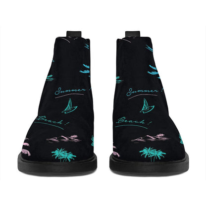 Palm Tree Summer Beach Pattern Print Flat Ankle Boots
