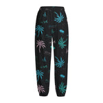 Palm Tree Summer Beach Pattern Print Fleece Lined Knit Pants