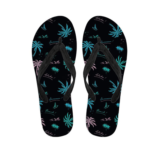 Palm Tree Summer Beach Pattern Print Flip Flops