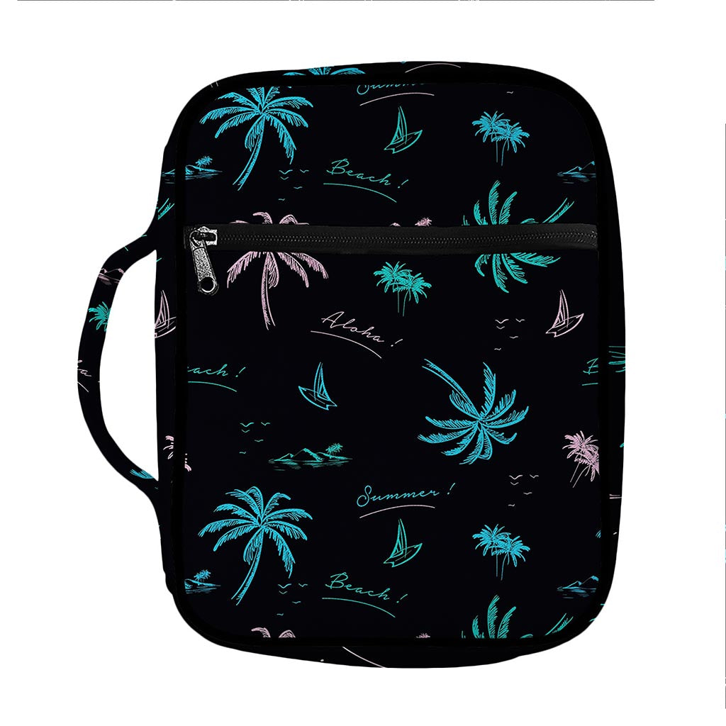 Palm Tree Summer Beach Pattern Print Front Pocket Bible Bag