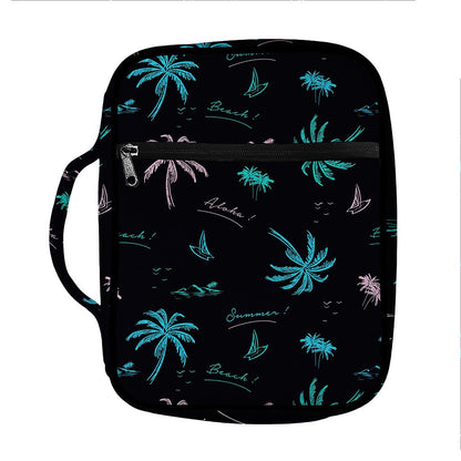 Palm Tree Summer Beach Pattern Print Front Pocket Bible Bag