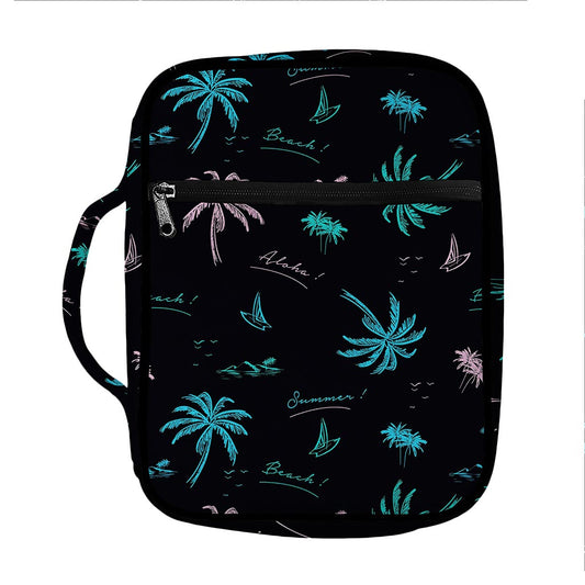 Palm Tree Summer Beach Pattern Print Front Pocket Bible Bag