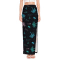 Palm Tree Summer Beach Pattern Print High Slit Maxi Skirt