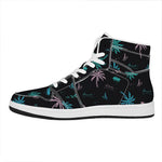 Palm Tree Summer Beach Pattern Print High Top Leather Sneakers