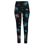 Palm Tree Summer Beach Pattern Print High-Waisted Pocket Leggings