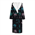 Palm Tree Summer Beach Pattern Print Hooded Bathrobe