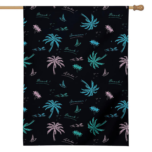Palm Tree Summer Beach Pattern Print House Flag