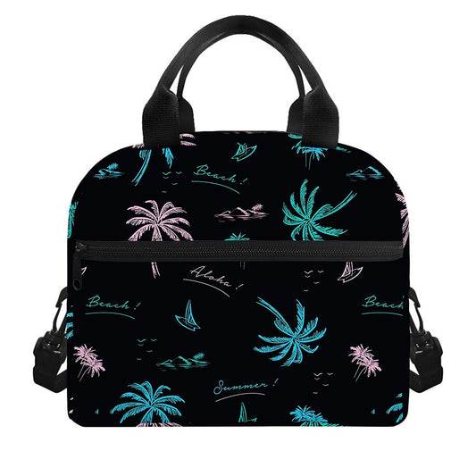 Palm Tree Summer Beach Pattern Print Insulated Lunch Bag