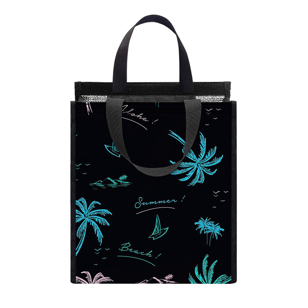 Palm Tree Summer Beach Pattern Print Insulated Lunch Tote