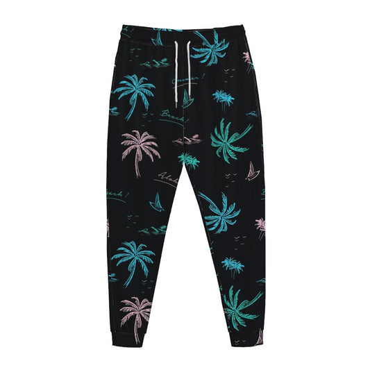 Palm Tree Summer Beach Pattern Print Jogger Pants