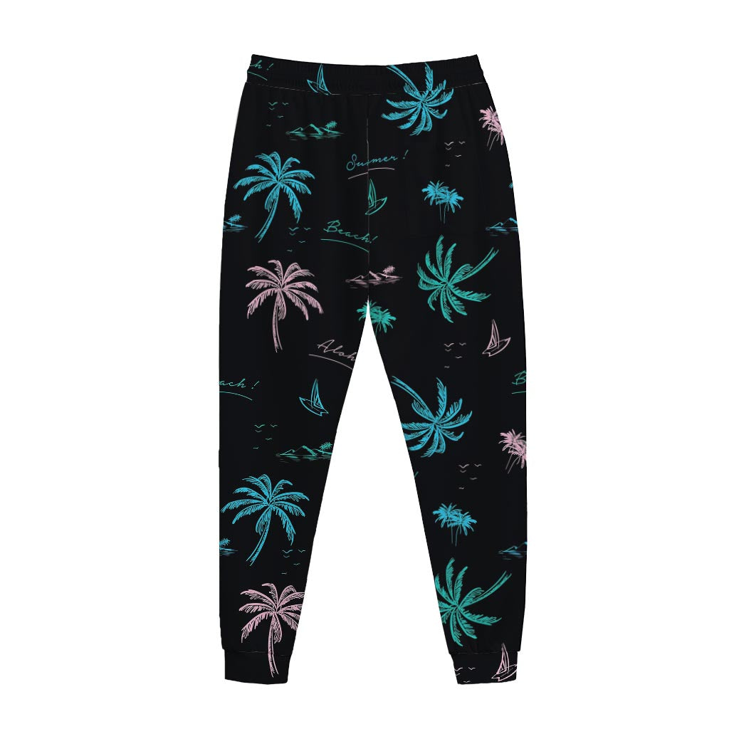 Palm Tree Summer Beach Pattern Print Jogger Pants