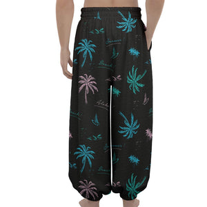 Palm Tree Summer Beach Pattern Print Lantern Pants