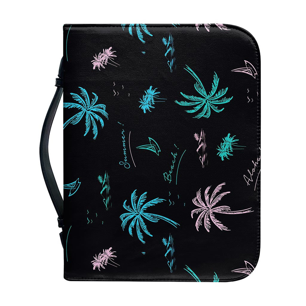 Palm Tree Summer Beach Pattern Print Leather Bible Cover