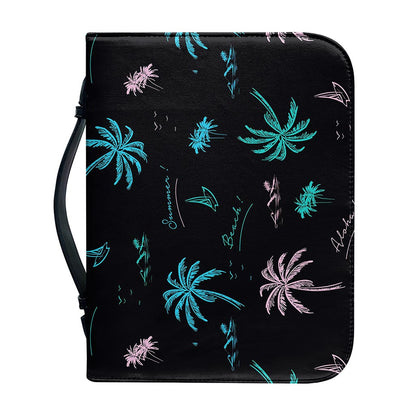 Palm Tree Summer Beach Pattern Print Leather Bible Cover