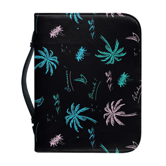 Palm Tree Summer Beach Pattern Print Leather Bible Cover