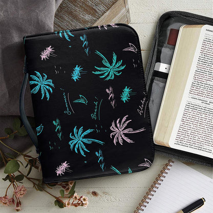 Palm Tree Summer Beach Pattern Print Leather Bible Cover