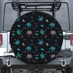 Palm Tree Summer Beach Pattern Print Leather Spare Tire Cover