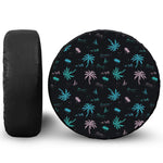 Palm Tree Summer Beach Pattern Print Leather Spare Tire Cover