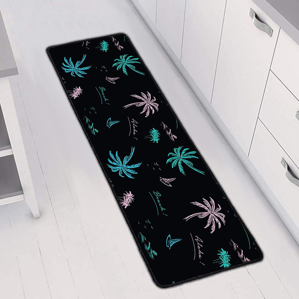Palm Tree Summer Beach Pattern Print Long Kitchen Mat
