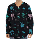 Palm Tree Summer Beach Pattern Print Long Sleeve Baseball Jersey